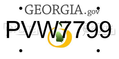 PVW7799 Georgia License Plate