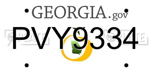 PVY9334 Georgia License Plate