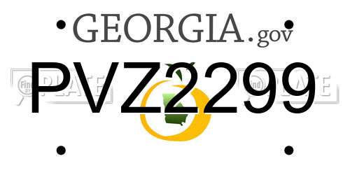 PVZ2299 Georgia License Plate