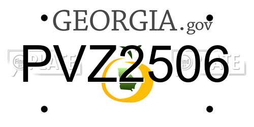PVZ2506 Georgia License Plate