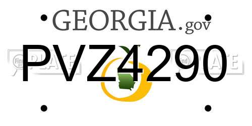 PVZ4290 Georgia License Plate