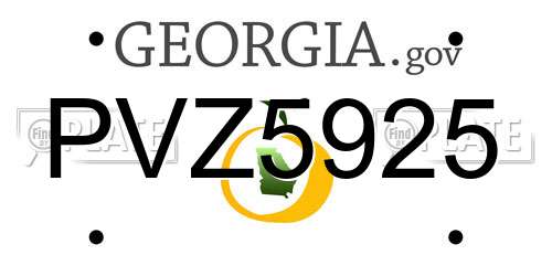 PVZ5925 Georgia License Plate