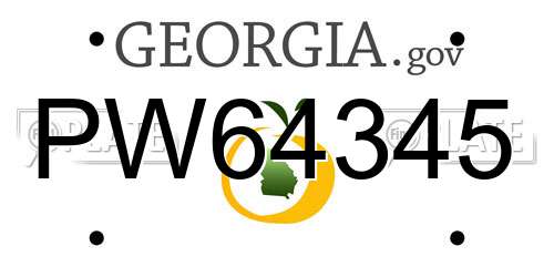 PW64345 Georgia License Plate