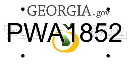 PWA1852 Georgia License Plate