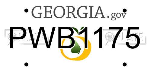 PWB1175 Georgia License Plate