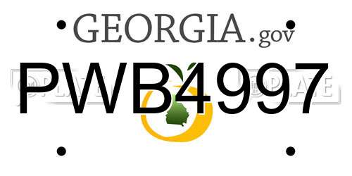 PWB4997 Georgia License Plate