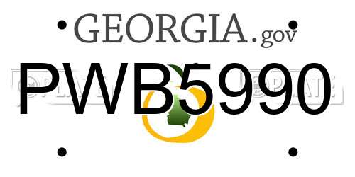 PWB5990 Georgia License Plate