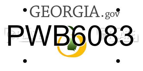 PWB6083 Georgia License Plate