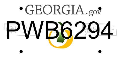 PWB6294 Georgia License Plate