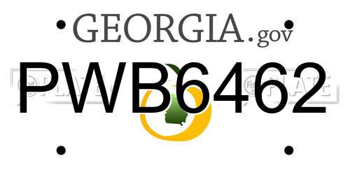 PWB6462 Georgia License Plate