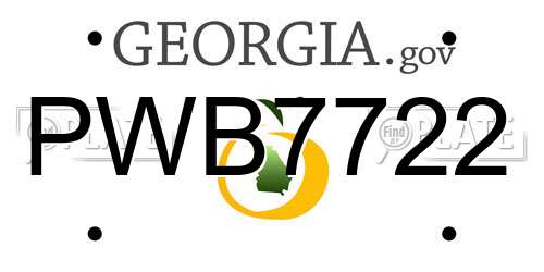 PWB7722 Georgia License Plate