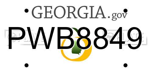 PWB8849 Georgia License Plate