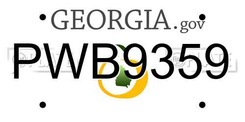 PWB9359 Georgia License Plate