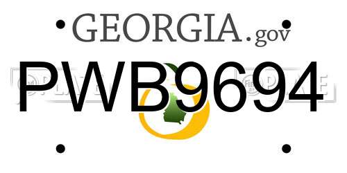 PWB9694 Georgia License Plate