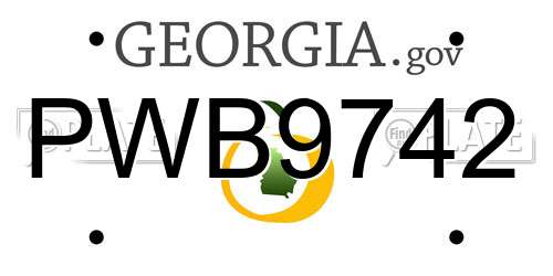 PWB9742 Georgia License Plate