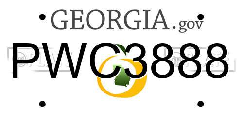 PWC3888 Georgia License Plate