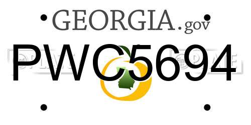 PWC5694 Georgia License Plate