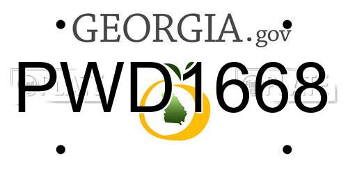 PWD1668 Georgia License Plate