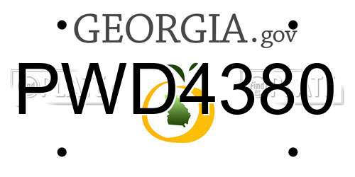 PWD4380 Georgia License Plate