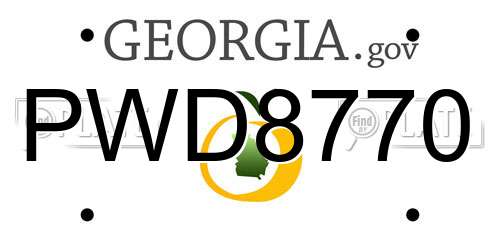 PWD8770 Georgia License Plate
