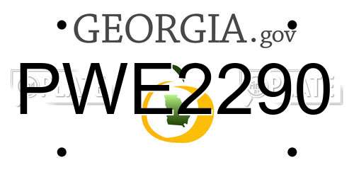 PWE2290 Georgia License Plate