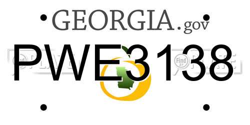 PWE3138 Georgia License Plate