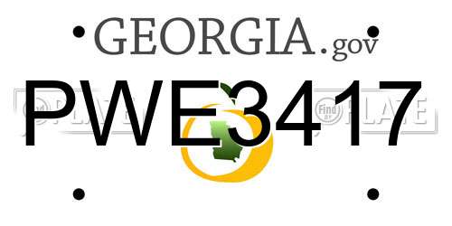PWE3417 Georgia License Plate