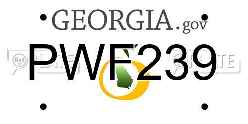 PWF239 Georgia License Plate