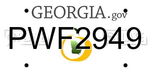 PWF2949 Georgia License Plate