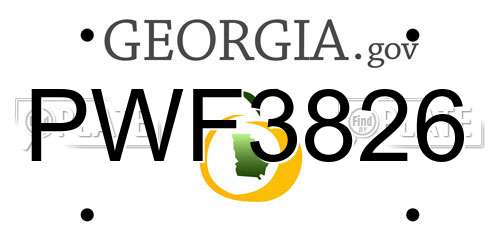 PWF3826 Georgia License Plate
