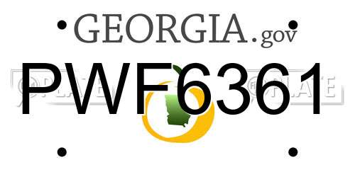 PWF6361 Georgia License Plate