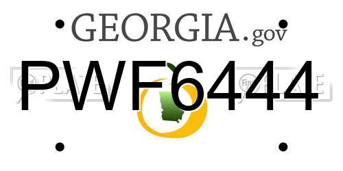 PWF6444 Georgia License Plate