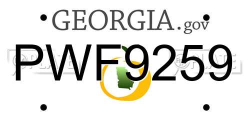 PWF9259 Georgia License Plate
