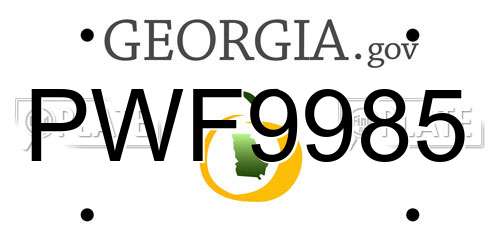 PWF9985 Georgia License Plate