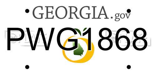 PWG1868 Georgia License Plate