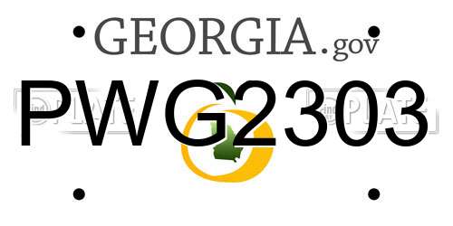 PWG2303 Georgia License Plate