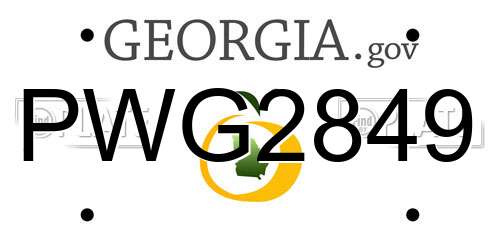 PWG2849 Georgia License Plate