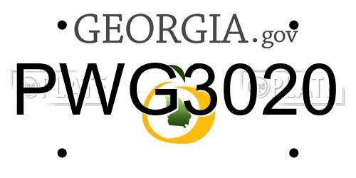 PWG3020 Georgia License Plate
