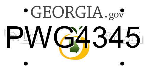 PWG4345 Georgia License Plate