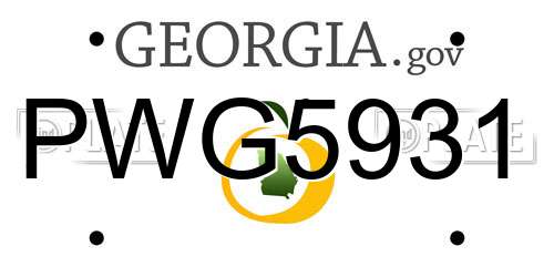 PWG5931 Georgia License Plate