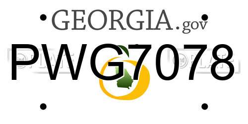 PWG7078 Georgia License Plate