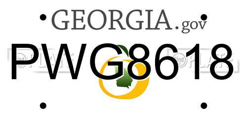 PWG8618 Georgia License Plate