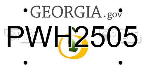 PWH2505 Georgia License Plate