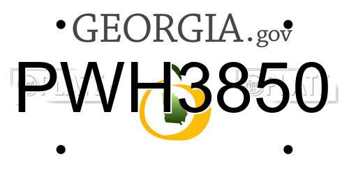 PWH3850 Georgia License Plate