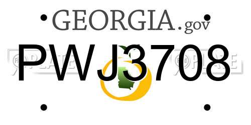 PWJ3708 Georgia License Plate