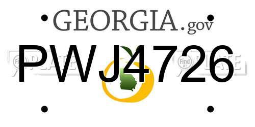 PWJ4726 Georgia License Plate