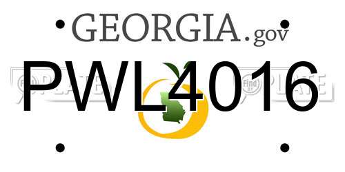PWL4016 Georgia License Plate