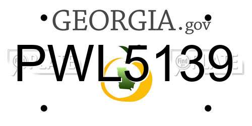 PWL5139 Georgia License Plate