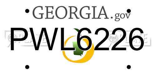 PWL6226 Georgia License Plate