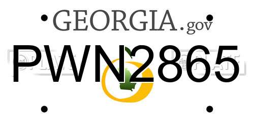 PWN2865 Georgia License Plate